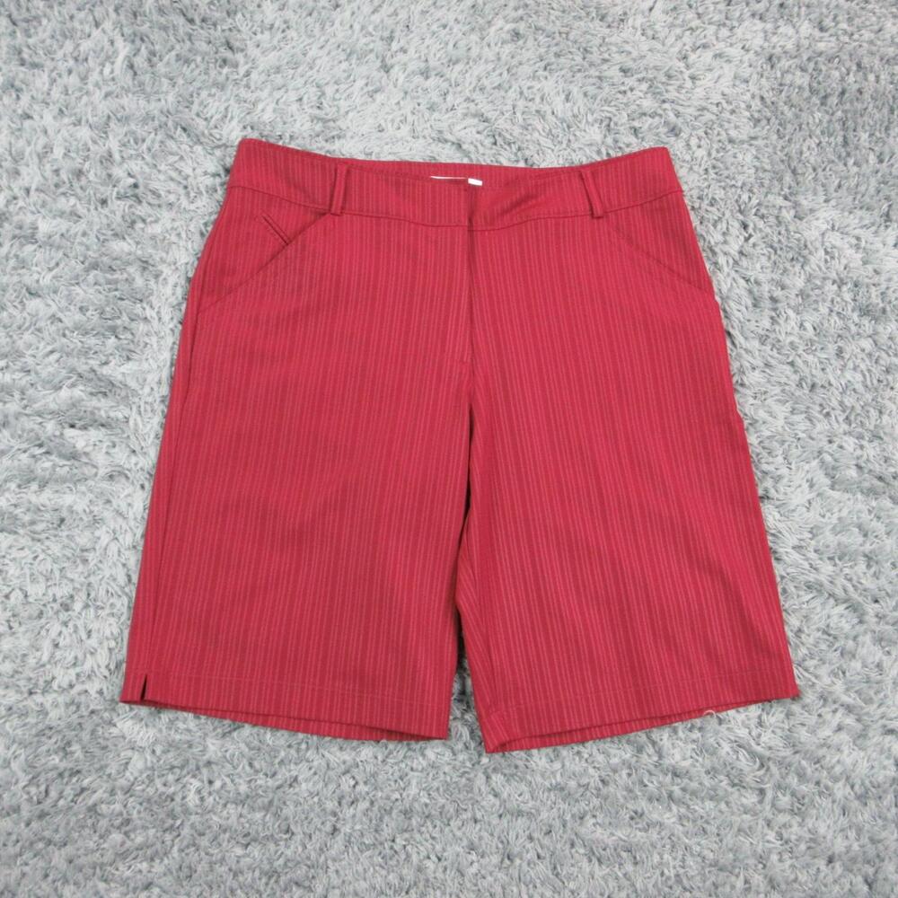 Nike Shorts Womens 12 Red Pinstripe Bermuda Golf Stretch Casual 34x10.5*